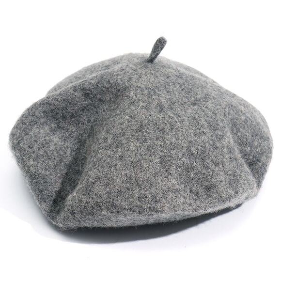 Sophisticated Heather Grey Wool Beret for Women and Teens - Elegant French Hat - Picture 1 of 2